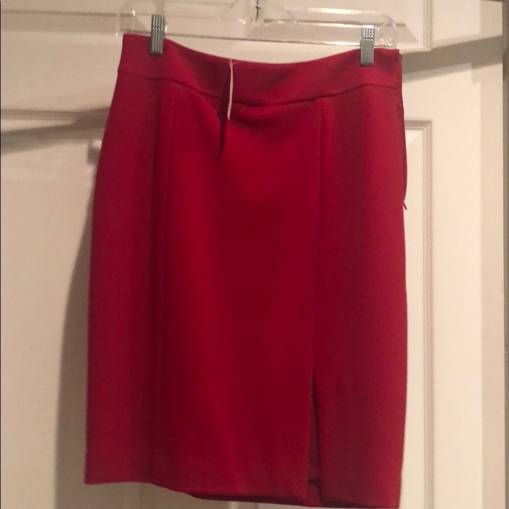 NWT Red AnnTaylor red pencil skirt with side slit